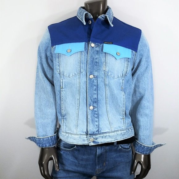 Calvin Klein 3 tone Blue Jeans Jacket - Picture 1 of 5